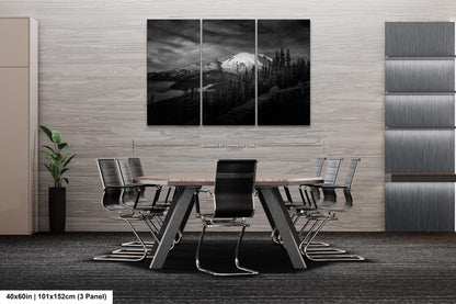 Mt Rainier Sunrise Photo Black and White Print, Mt Rainier National Park, Photography Landscape Canvas Wall Art Print, Washington Landscape