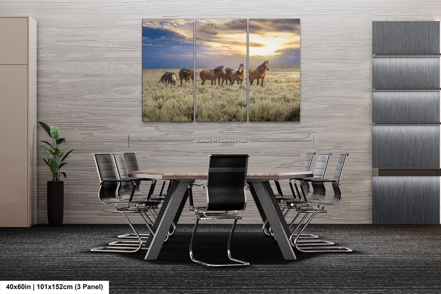 Wyoming Wild Horses Wall Art Print, Wild Mustang Photo, Wildlife Canvas, Cowboy Old West Decor for Home, Living Room, Bedroom Office