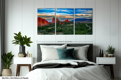 Colorado Springs Garden of the god's, landscape wall art, Garden of god's art, office decor, colorado gifts, triptych, mountain decor