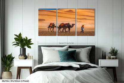 Sahara Desert Canvas Print, Camels, Morocco Photography, Photo Art, Canvas Wall Art, Desert Landscape, Travel Photography