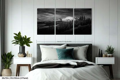 Mt Rainier Sunrise Photo Black and White Print, Mt Rainier National Park, Photography Landscape Canvas Wall Art Print, Washington Landscape