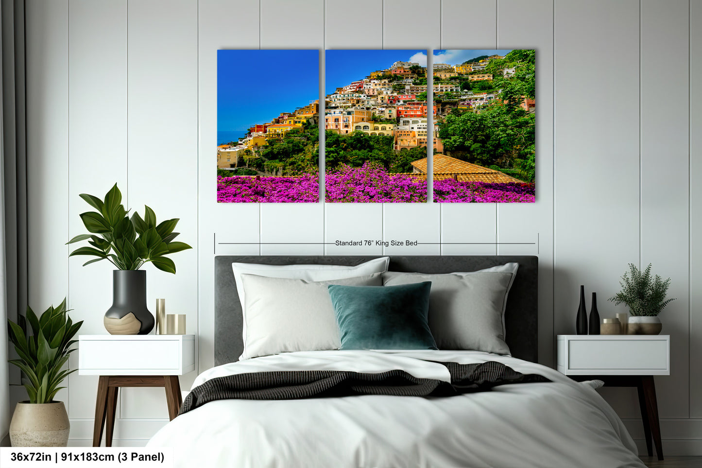 Positano Italy Canvas Print, Italy Photography, Amalfi Coast Photo, Photo Art, Positano Photography, Pink Flowers