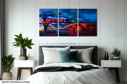 Route 66 Sign - Blue Swallow Motel - Iconic Route 66 Photo: Americana Neon Sign Photography Print - New Mexico Road Trip Wall Art
