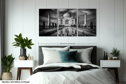 Taj Mahal Art Print, Photo Art, Black and White Canvas Print, Home Decor, Wall Art, Architecture Photography, India Photography, Travel