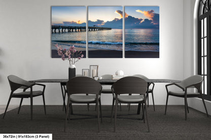 Sunrise at Lake Worth Beach and Pier Photograph Fine Art Print Canvas Acrylic Metal Wall Decor