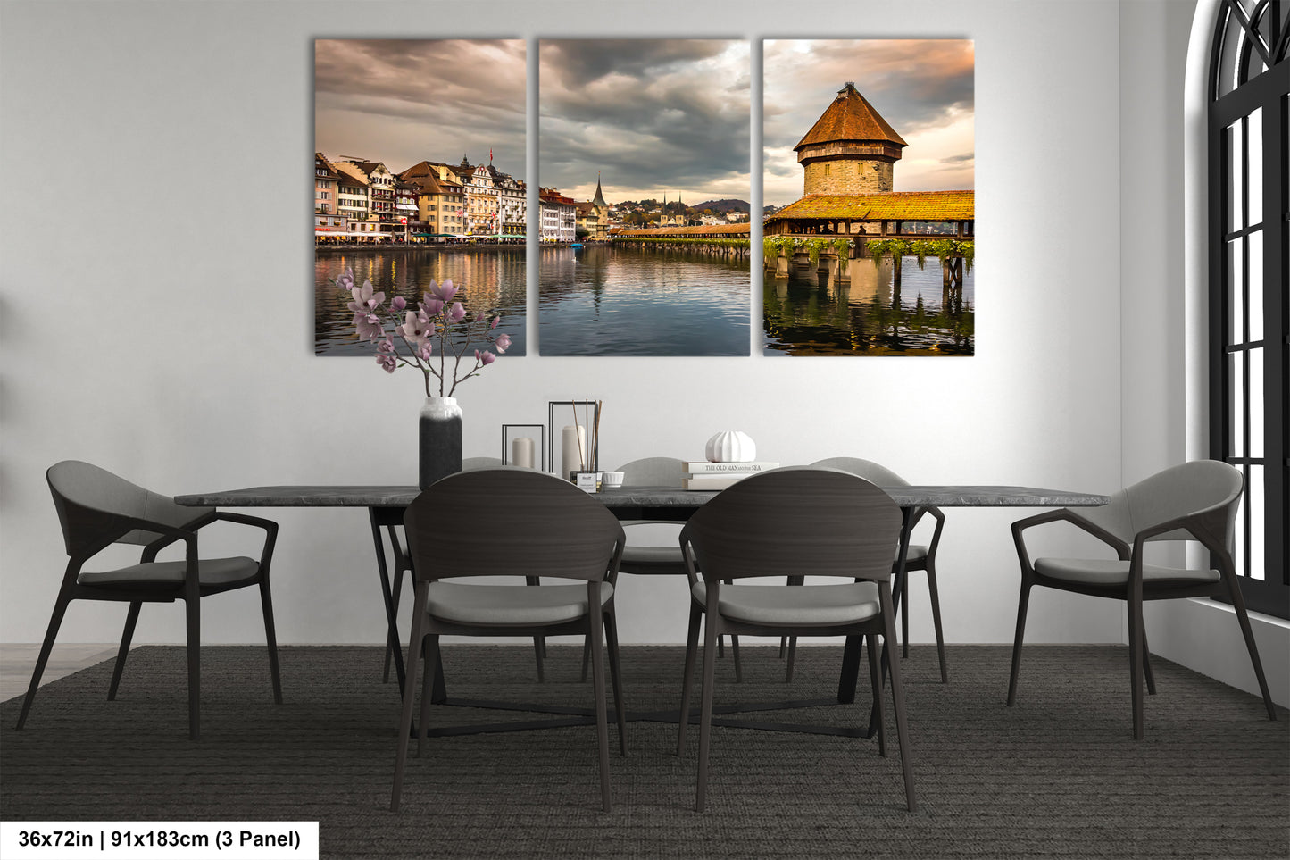 Lucerne Bridge Photography, Kapellbrucke Print, Chapel Bridge Photo Art, Canvas Print, Canvas Wall Art, Fine Art Print