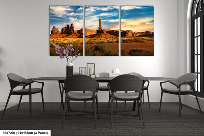 Monument Valley Artwork - Totem Pole Desert Landscape Sunset Print, Southwest Native Style Wall Decor, Home Gift, Tribal Boho Art Poster