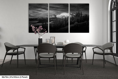 Mt Rainier Sunrise Photo Black and White Print, Mt Rainier National Park, Photography Landscape Canvas Wall Art Print, Washington Landscape