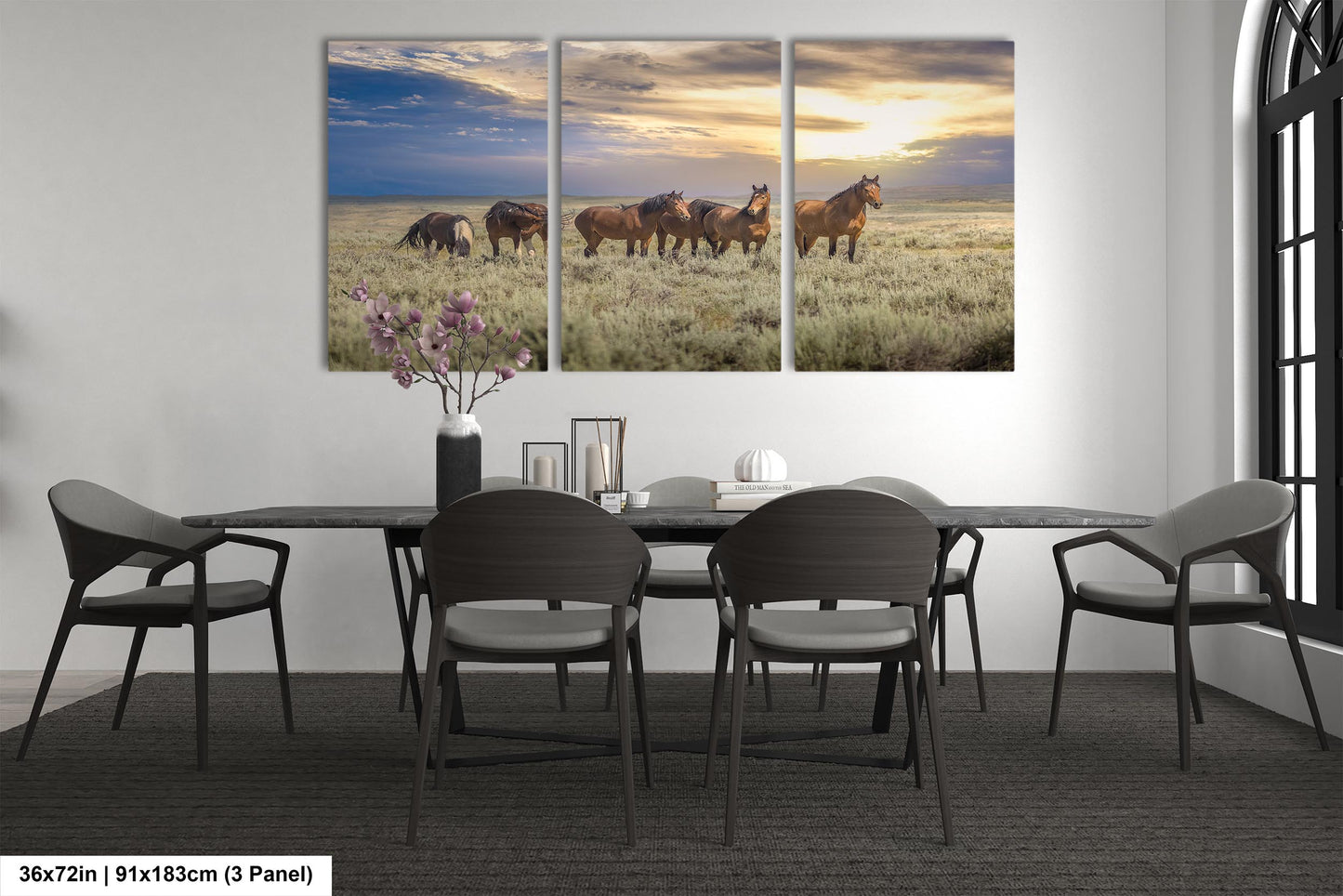 Wyoming Wild Horses Wall Art Print, Wild Mustang Photo, Wildlife Canvas, Cowboy Old West Decor for Home, Living Room, Bedroom Office