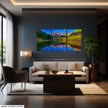 Maroon Bells canvas print, Colorado wall art, autumn colors, sunrise picture, Aspen autumn, nature photography, mountain wall art