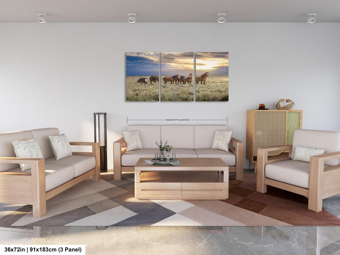 Wyoming Wild Horses Wall Art Print, Wild Mustang Photo, Wildlife Canvas, Cowboy Old West Decor for Home, Living Room, Bedroom Office