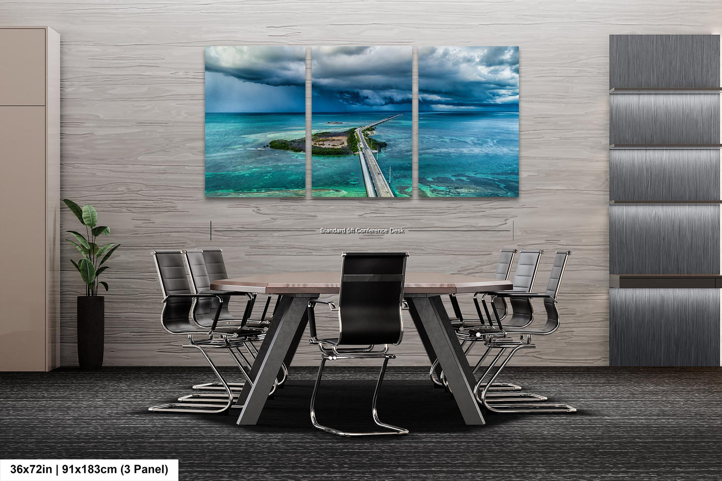 Seven Mile Bridge Wall Art - Florida Keys Stormy Ocean Landscape Print - Coastal Scenic Canvas Decor for Home & Office