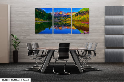 Maroon Bells canvas print, Colorado wall art, autumn colors, sunrise picture, Aspen autumn, nature photography, mountain wall art