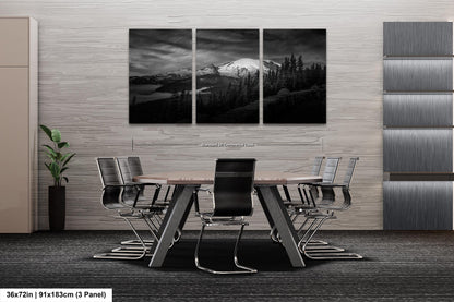 Mt Rainier Sunrise Photo Black and White Print, Mt Rainier National Park, Photography Landscape Canvas Wall Art Print, Washington Landscape