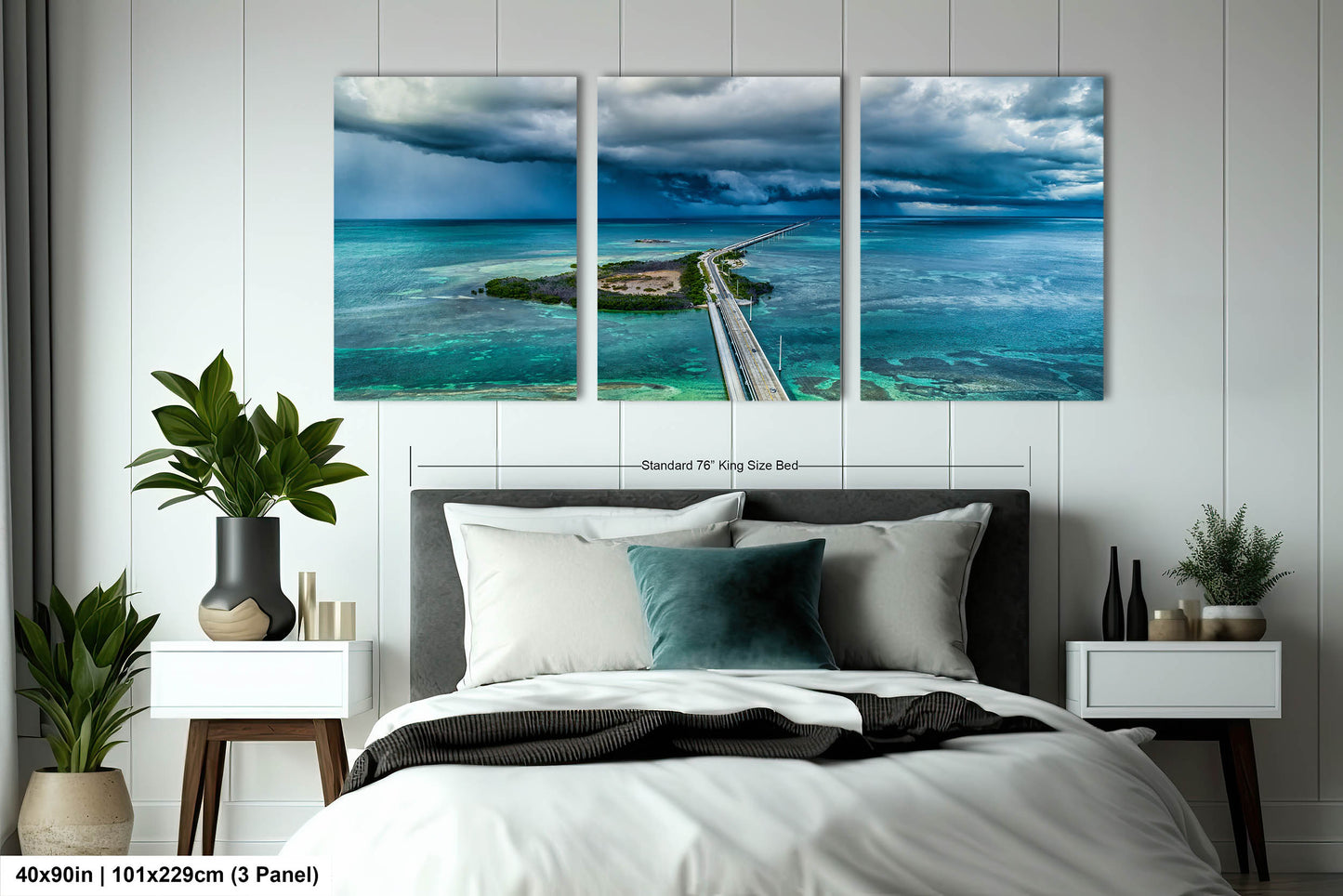 Seven Mile Bridge Wall Art - Florida Keys Stormy Ocean Landscape Print - Coastal Scenic Canvas Decor for Home & Office