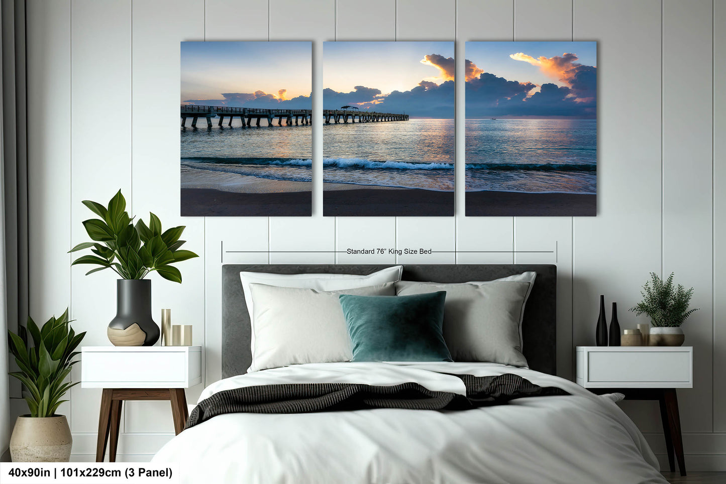 Sunrise at Lake Worth Beach and Pier Photograph Fine Art Print Canvas Acrylic Metal Wall Decor