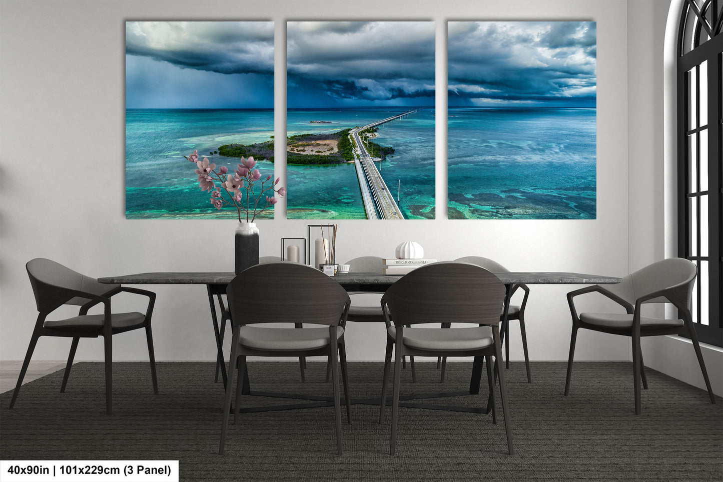 Seven Mile Bridge Wall Art - Florida Keys Stormy Ocean Landscape Print - Coastal Scenic Canvas Decor for Home & Office
