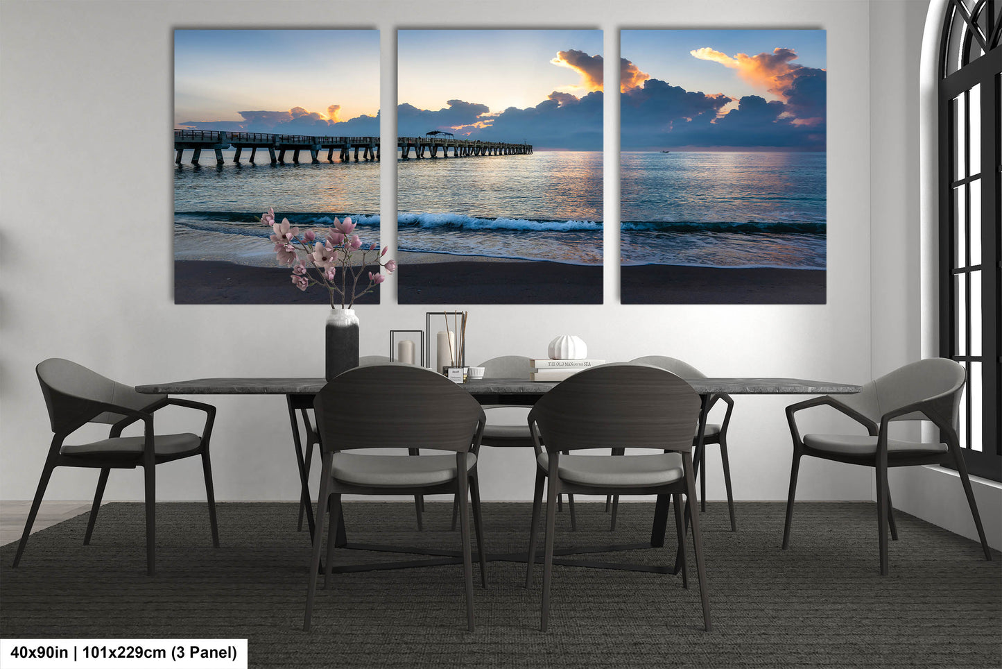 Sunrise at Lake Worth Beach and Pier Photograph Fine Art Print Canvas Acrylic Metal Wall Decor