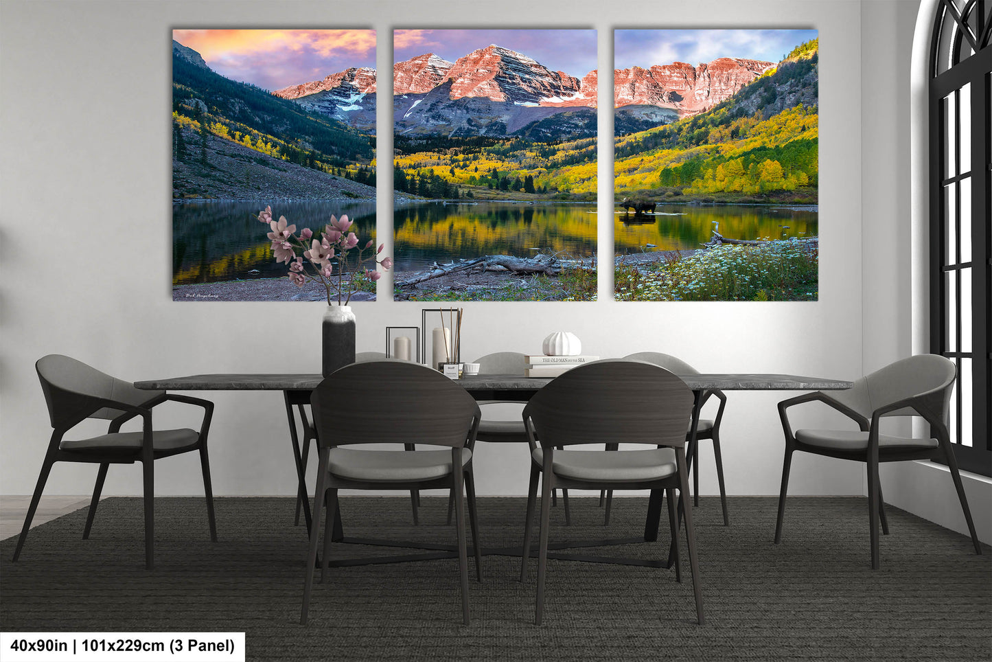 Maroon Bells with moose, Maroon Bells fall picture, Colorado aspens wall art, Autumn colors and mountains, Aspen Colorado landscape print