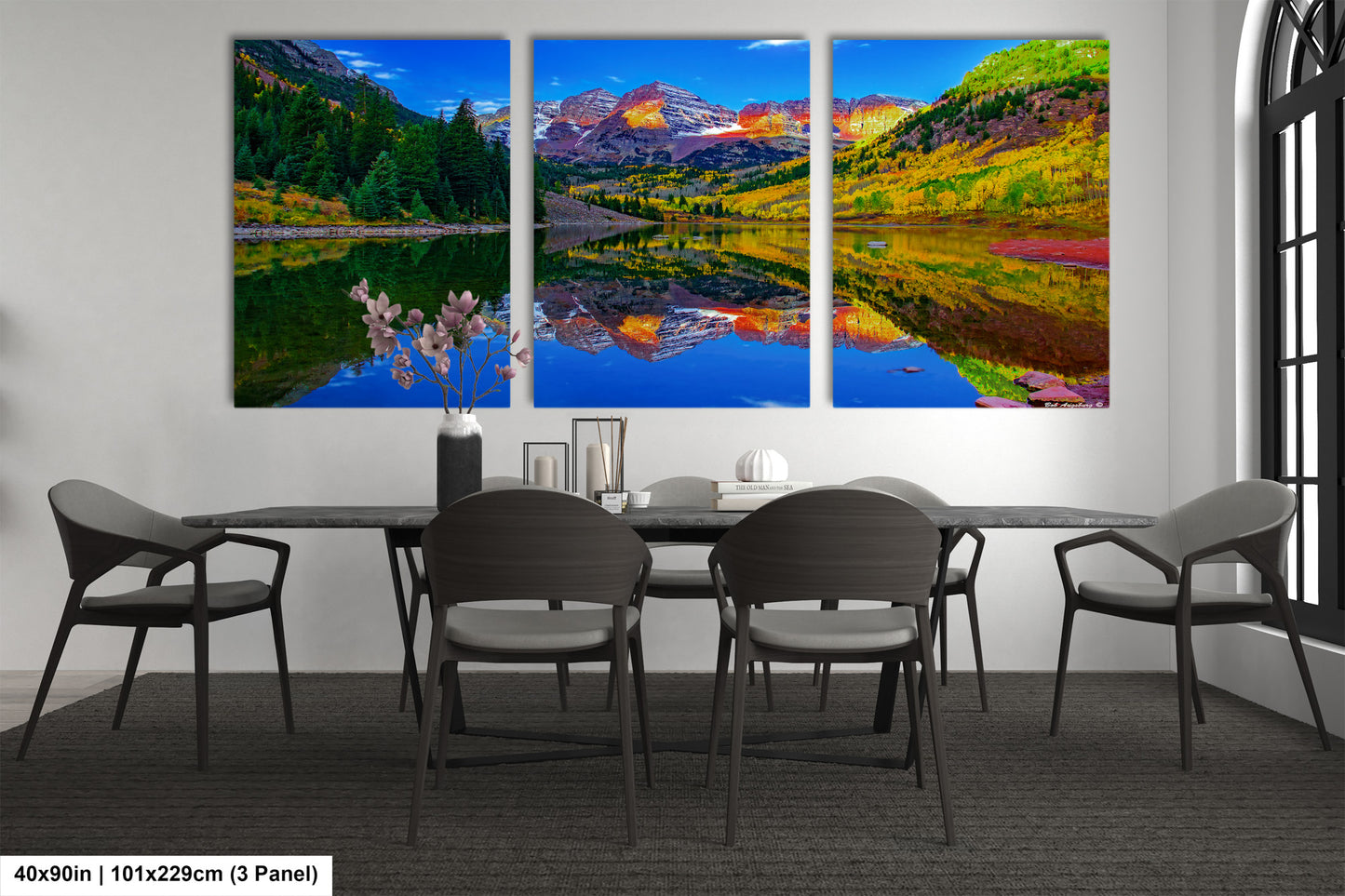 Maroon Bells canvas print, Colorado wall art, autumn colors, sunrise picture, Aspen autumn, nature photography, mountain wall art