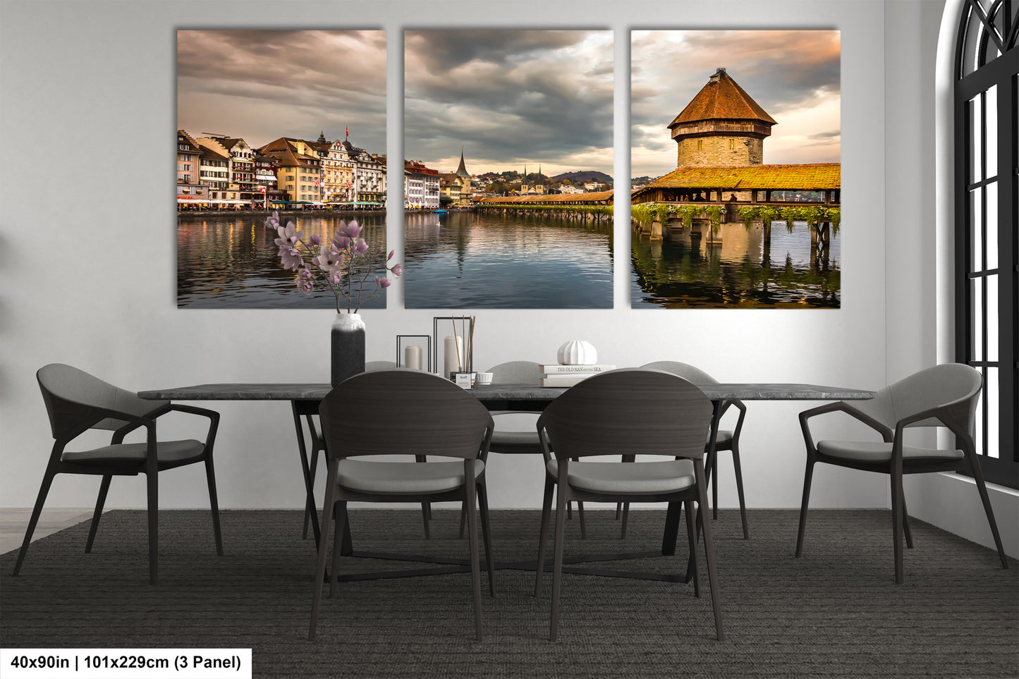 Lucerne Bridge Photography, Kapellbrucke Print, Chapel Bridge Photo Art, Canvas Print, Canvas Wall Art, Fine Art Print