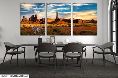 Monument Valley Artwork - Totem Pole Desert Landscape Sunset Print, Southwest Native Style Wall Decor, Home Gift, Tribal Boho Art Poster