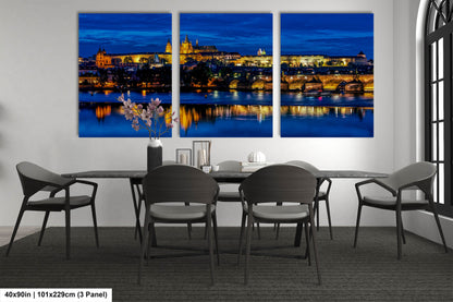 Prague Castle on Canvas, Cityscape Print, Photo Art, Prague Photography, Canvas Wall Art, Prague Czech Republic, Charles Bridge, River