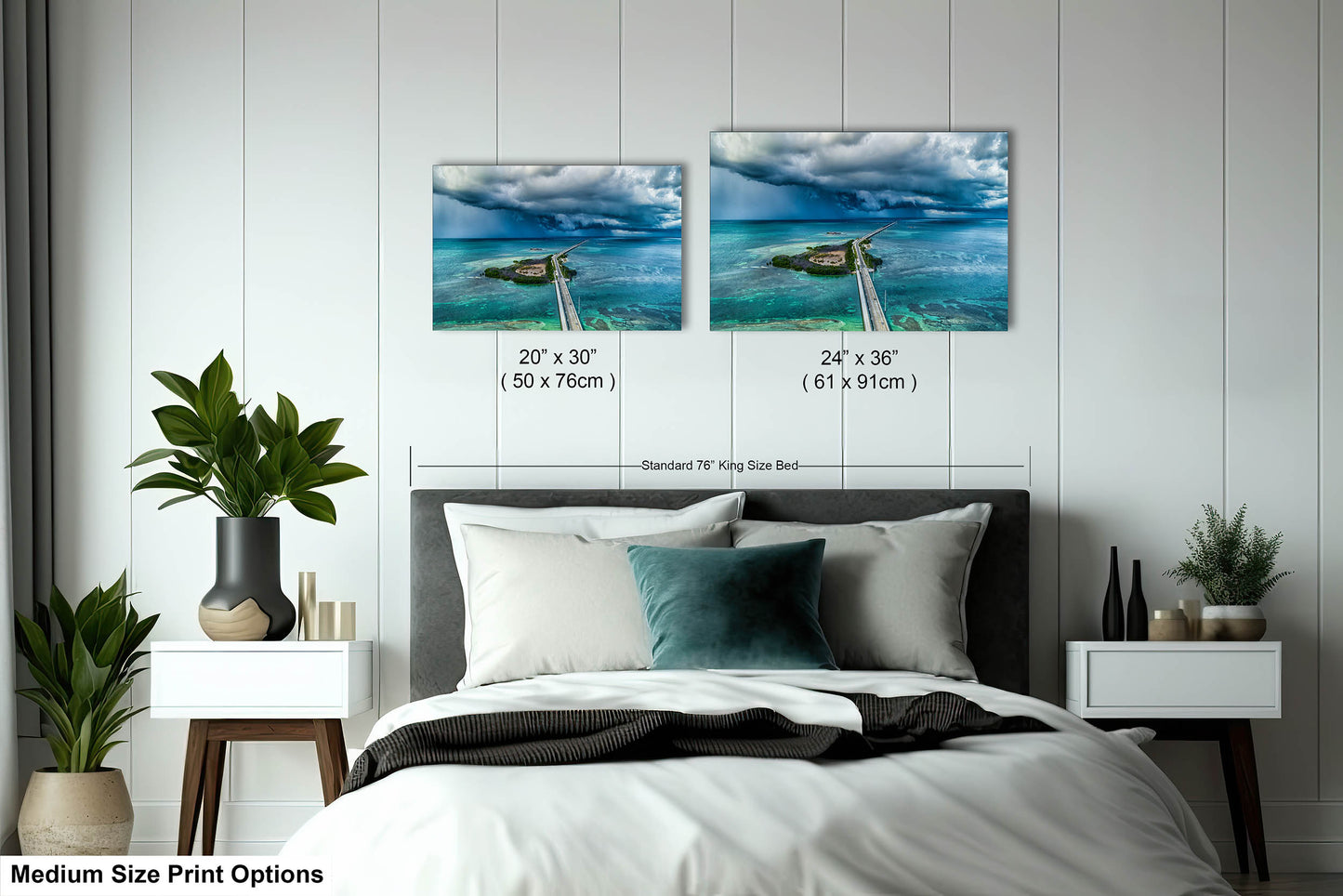 Seven Mile Bridge Wall Art - Florida Keys Stormy Ocean Landscape Print - Coastal Scenic Canvas Decor for Home & Office