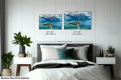Seven Mile Bridge Wall Art - Florida Keys Stormy Ocean Landscape Print - Coastal Scenic Canvas Decor for Home & Office