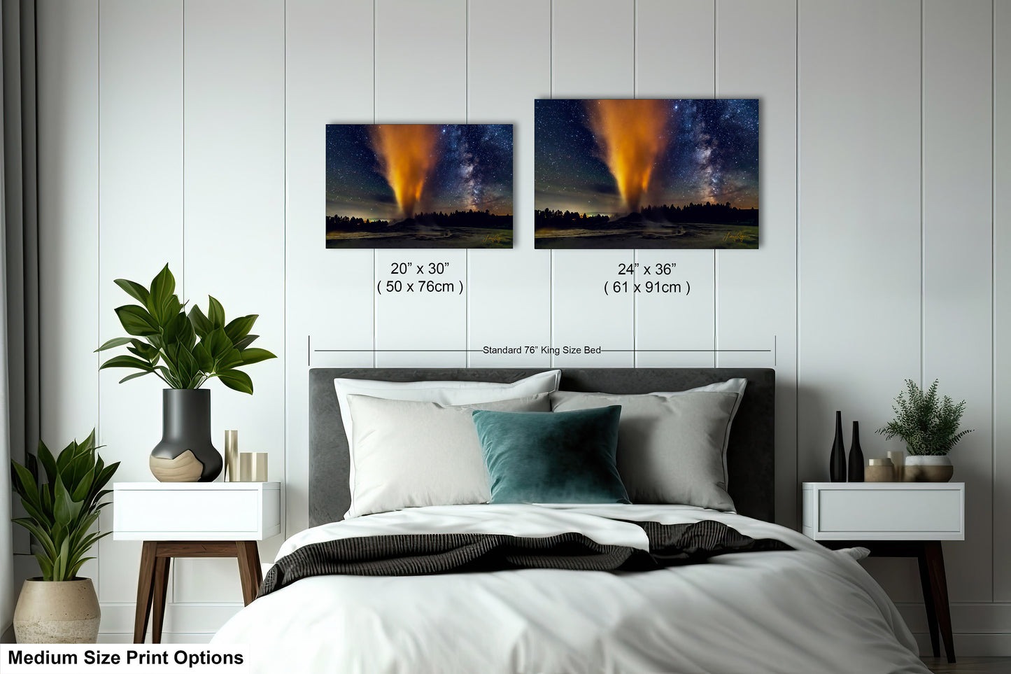 Starry Night in Yellowstone, Night Sky, Milky Way, Living Room, Bedroom, Office, Dorm, Canvas, Metal, Acrylic, Paper Print