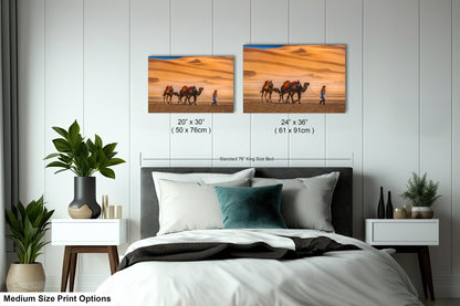 Sahara Desert Canvas Print, Camels, Morocco Photography, Photo Art, Canvas Wall Art, Desert Landscape, Travel Photography