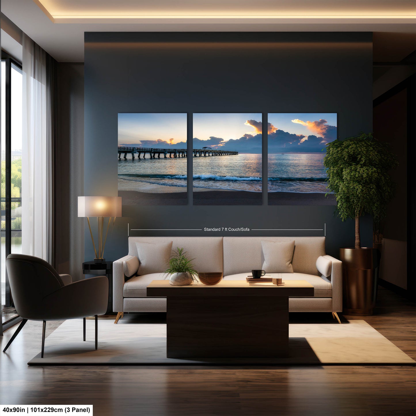 Sunrise at Lake Worth Beach and Pier Photograph Fine Art Print Canvas Acrylic Metal Wall Decor
