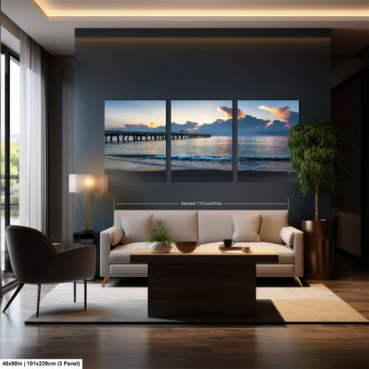 Sunrise at Lake Worth Beach and Pier Photograph Fine Art Print Canvas Acrylic Metal Wall Decor