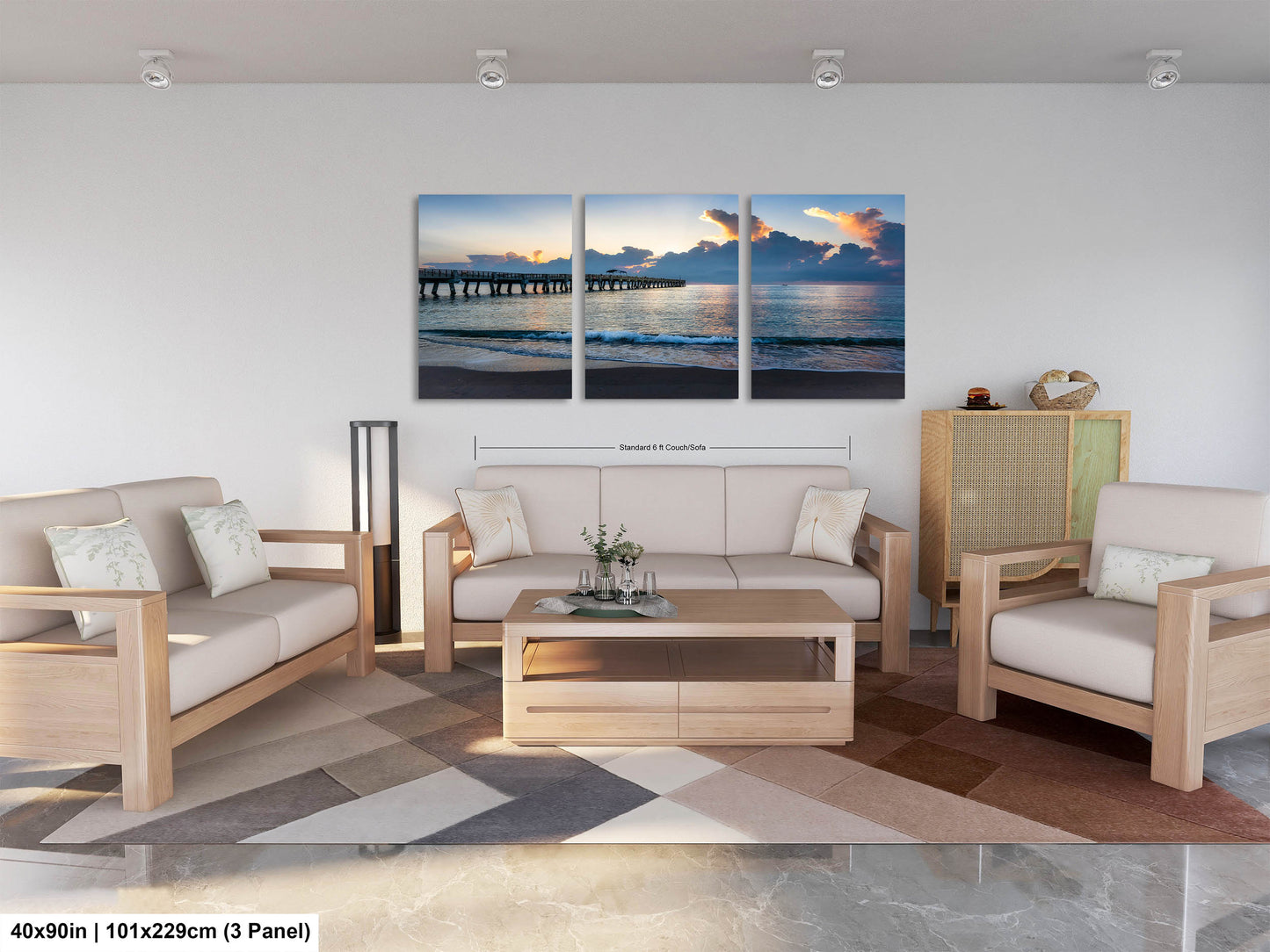 Sunrise at Lake Worth Beach and Pier Photograph Fine Art Print Canvas Acrylic Metal Wall Decor