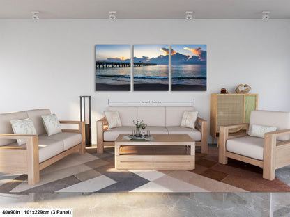 Sunrise at Lake Worth Beach and Pier Photograph Fine Art Print Canvas Acrylic Metal Wall Decor