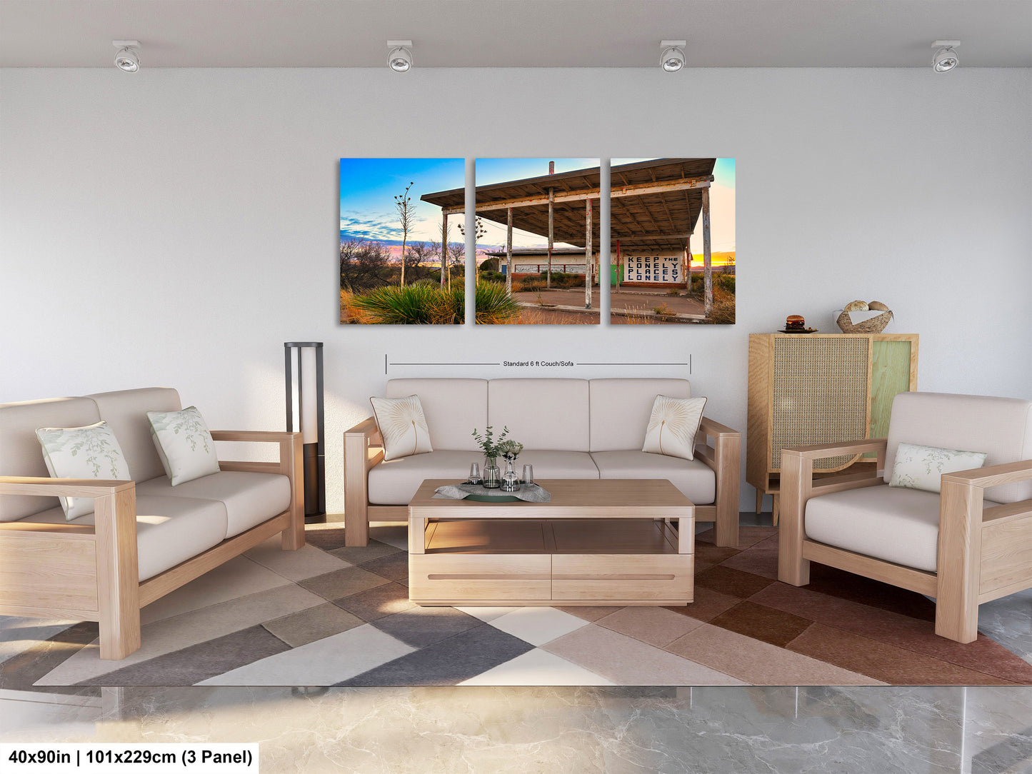 Abandoned Gas Station Mural Art Print | Lobo Texas Ghost Town Landscape | Desert Americana Wall Decor | Keep the Lonely Places Lonely