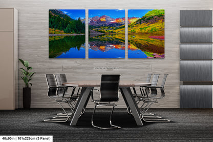Maroon Bells canvas print, Colorado wall art, autumn colors, sunrise picture, Aspen autumn, nature photography, mountain wall art