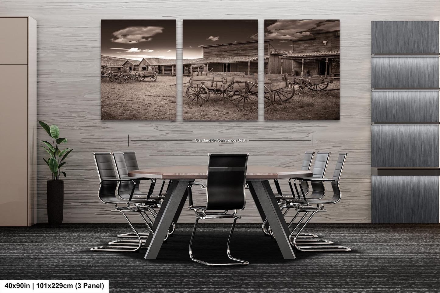 Old West Ghost Town Sepia Photography Decor, Old Wagons Wyoming Photo, Rustic Style, Cowboy Art, Western Art Wall Pictures, Wrapped Canvas,