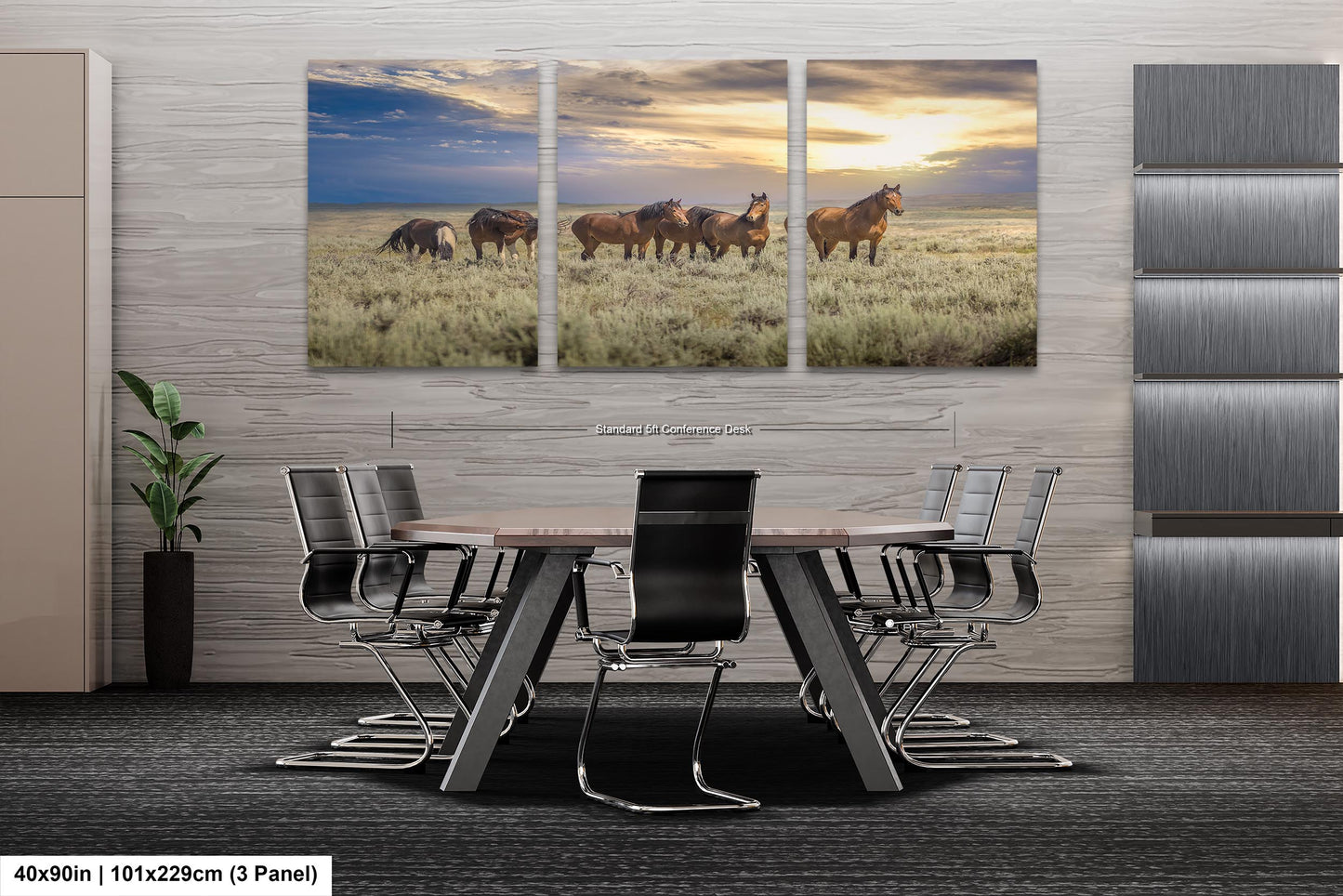 Wyoming Wild Horses Wall Art Print, Wild Mustang Photo, Wildlife Canvas, Cowboy Old West Decor for Home, Living Room, Bedroom Office