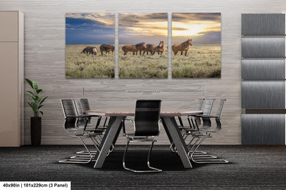 Wyoming Wild Horses Wall Art Print, Wild Mustang Photo, Wildlife Canvas, Cowboy Old West Decor for Home, Living Room, Bedroom Office