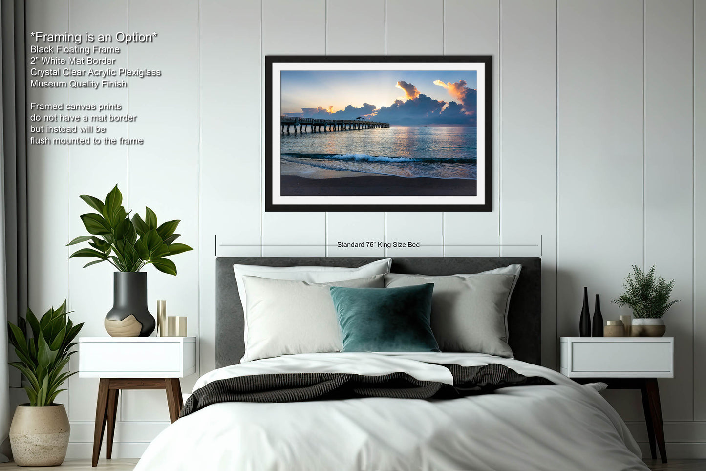 Sunrise at Lake Worth Beach and Pier Photograph Fine Art Print Canvas Acrylic Metal Wall Decor