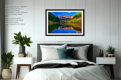 Maroon Bells canvas print, Colorado wall art, autumn colors, sunrise picture, Aspen autumn, nature photography, mountain wall art