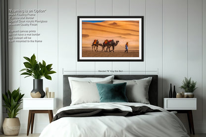 Sahara Desert Canvas Print, Camels, Morocco Photography, Photo Art, Canvas Wall Art, Desert Landscape, Travel Photography