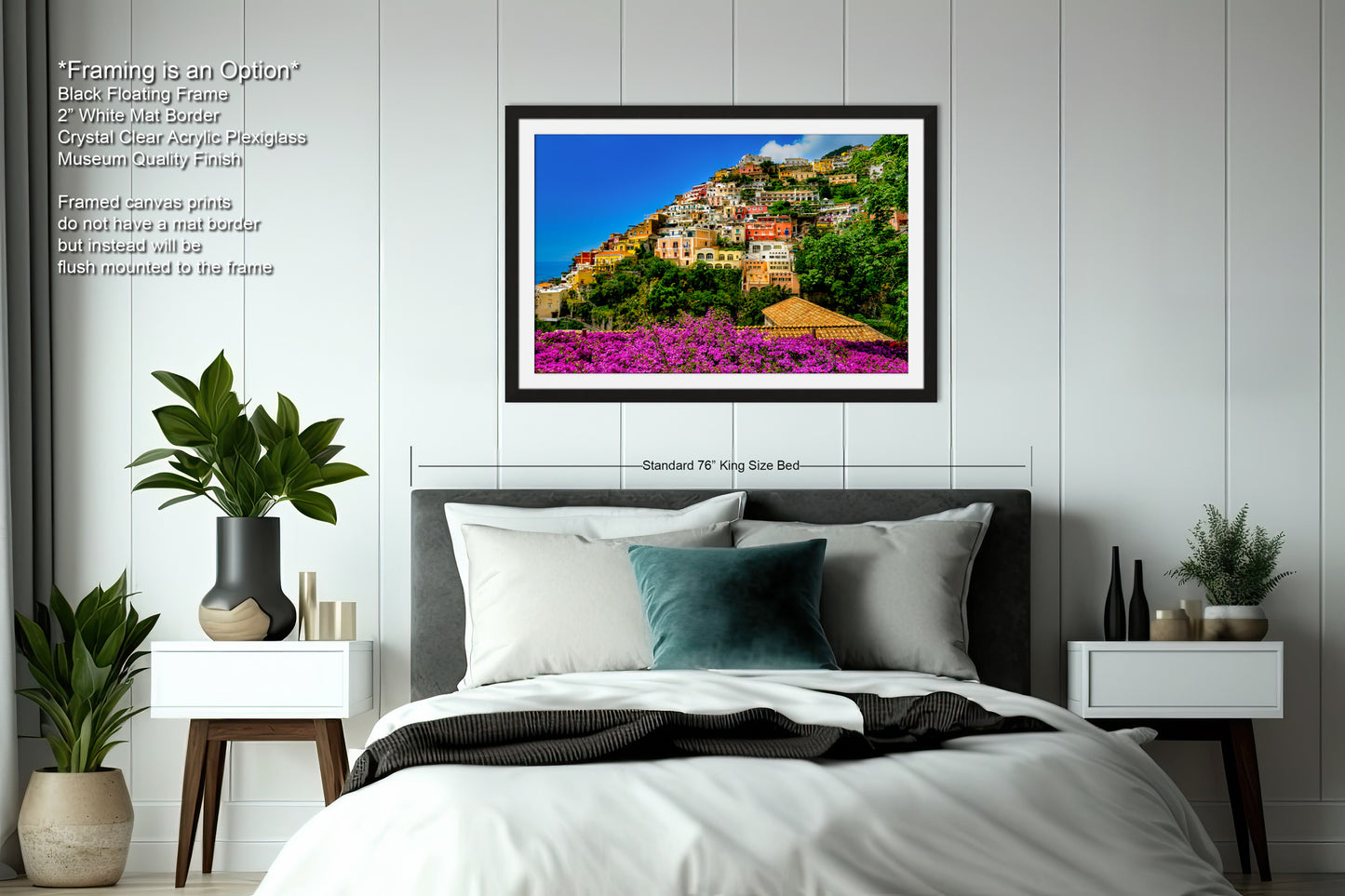 Positano Italy Canvas Print, Italy Photography, Amalfi Coast Photo, Photo Art, Positano Photography, Pink Flowers