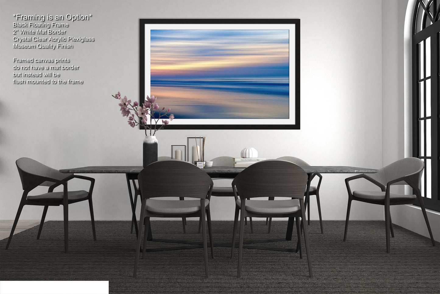 Abstract Seascape Photography Print, Ocean Sunrise Coastal Wall Art, Beach House Artwork, Peaceful Shoreline Sunset, Metal, Canvas, Acrylic