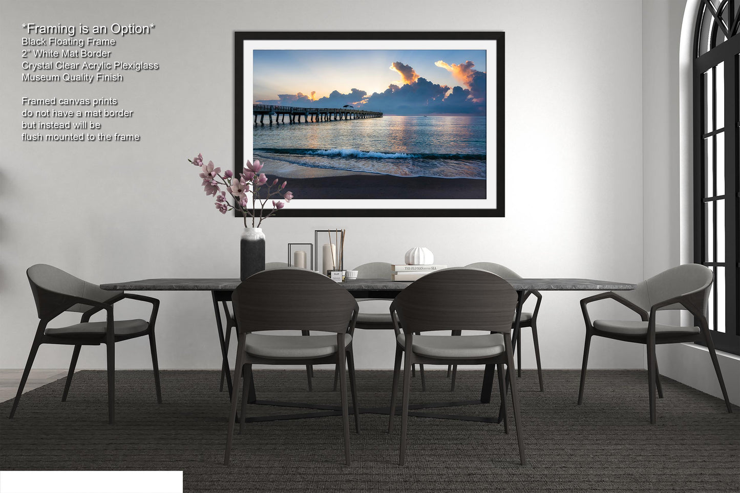 Sunrise at Lake Worth Beach and Pier Photograph Fine Art Print Canvas Acrylic Metal Wall Decor