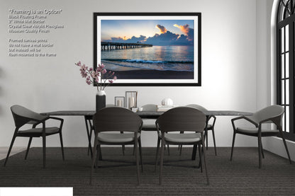 Sunrise at Lake Worth Beach and Pier Photograph Fine Art Print Canvas Acrylic Metal Wall Decor