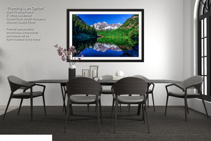 Reflections of Maroon Bells in spring, Aspen Colorado artwork, mountain lake, nature wall art, triptych, office decor,