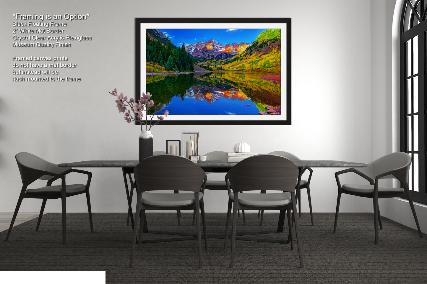 Maroon Bells canvas print, Colorado wall art, autumn colors, sunrise picture, Aspen autumn, nature photography, mountain wall art