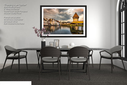 Lucerne Bridge Photography, Kapellbrucke Print, Chapel Bridge Photo Art, Canvas Print, Canvas Wall Art, Fine Art Print